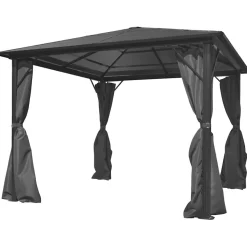 Altana Ogrodowa z Zasłonami Pergola Namiot Ogrodowy Antracyt 300x300 cm