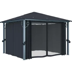 Altana Ogrodowa z Zasłonami Pergola Namiot Ogrodowy Antracyt 300x300 cm
