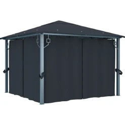 Altana Ogrodowa z Zasłonami Pergola Namiot Ogrodowy Antracyt 300x300 cm
