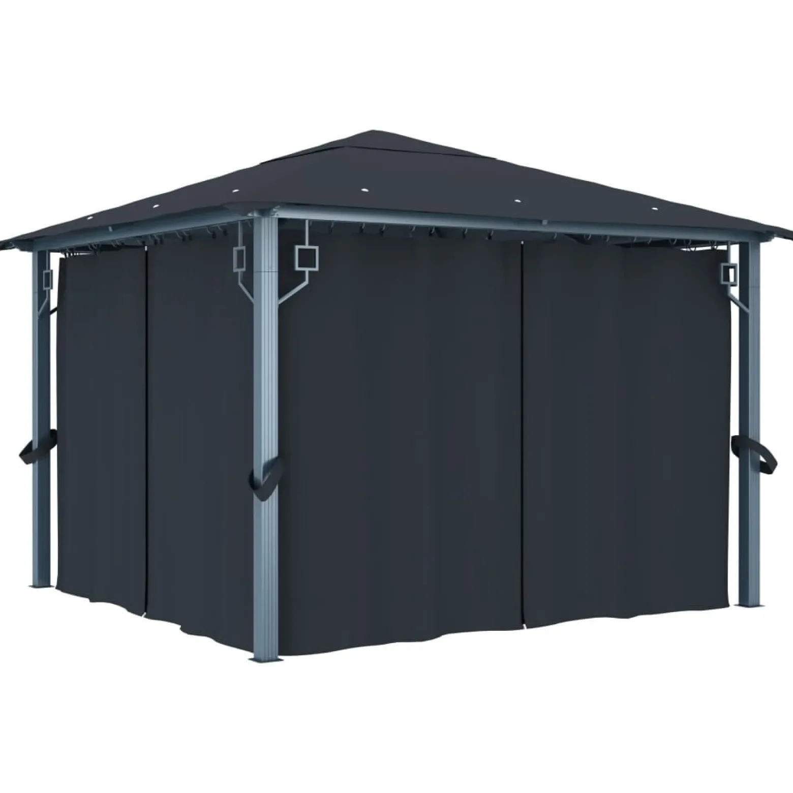 Altana Ogrodowa z Zasłonami Pergola Namiot Ogrodowy Antracyt 300x300 cm