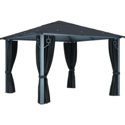 Altana Ogrodowa z Zasłonami Pergola Namiot Ogrodowy Antracyt 300x300 cm