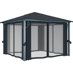 Altana Ogrodowa z Zasłonami Pergola Namiot Ogrodowy Antracyt 300x300 cm