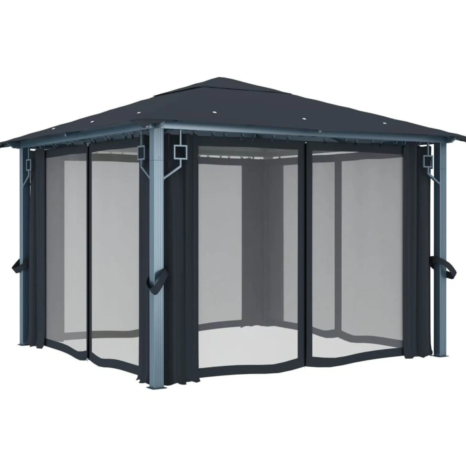 Altana Ogrodowa z Zasłonami Pergola Namiot Ogrodowy Antracyt 300x300 cm