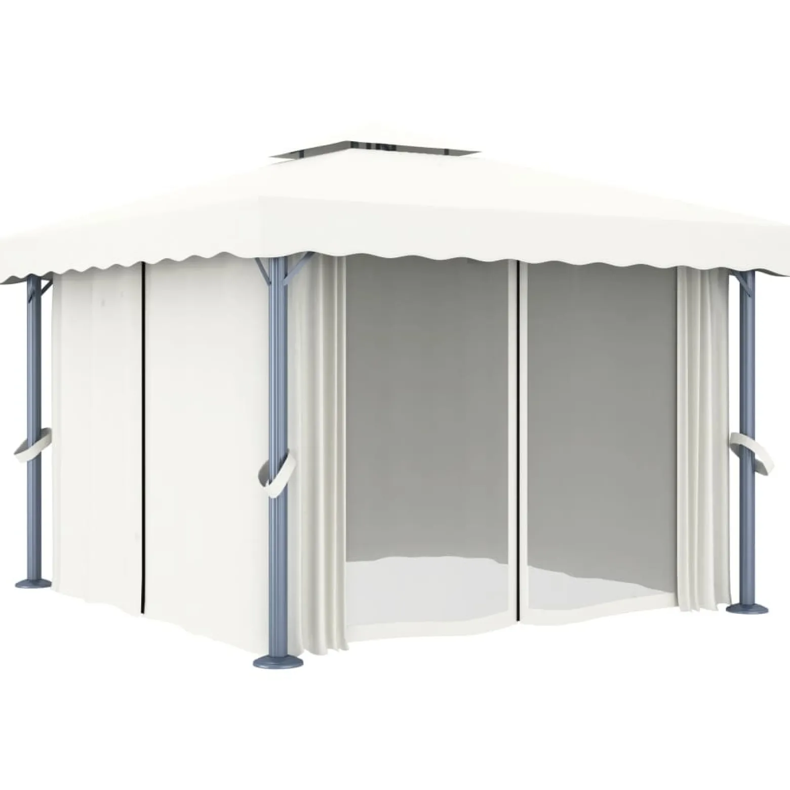 Altana Ogrodowa z Zasłonami Pergola Namiot Ogrodowy Kremowy 3 x 3 m