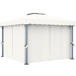 Altana Ogrodowa z Zasłonami Pergola Namiot Ogrodowy Kremowy 3 x 3 m