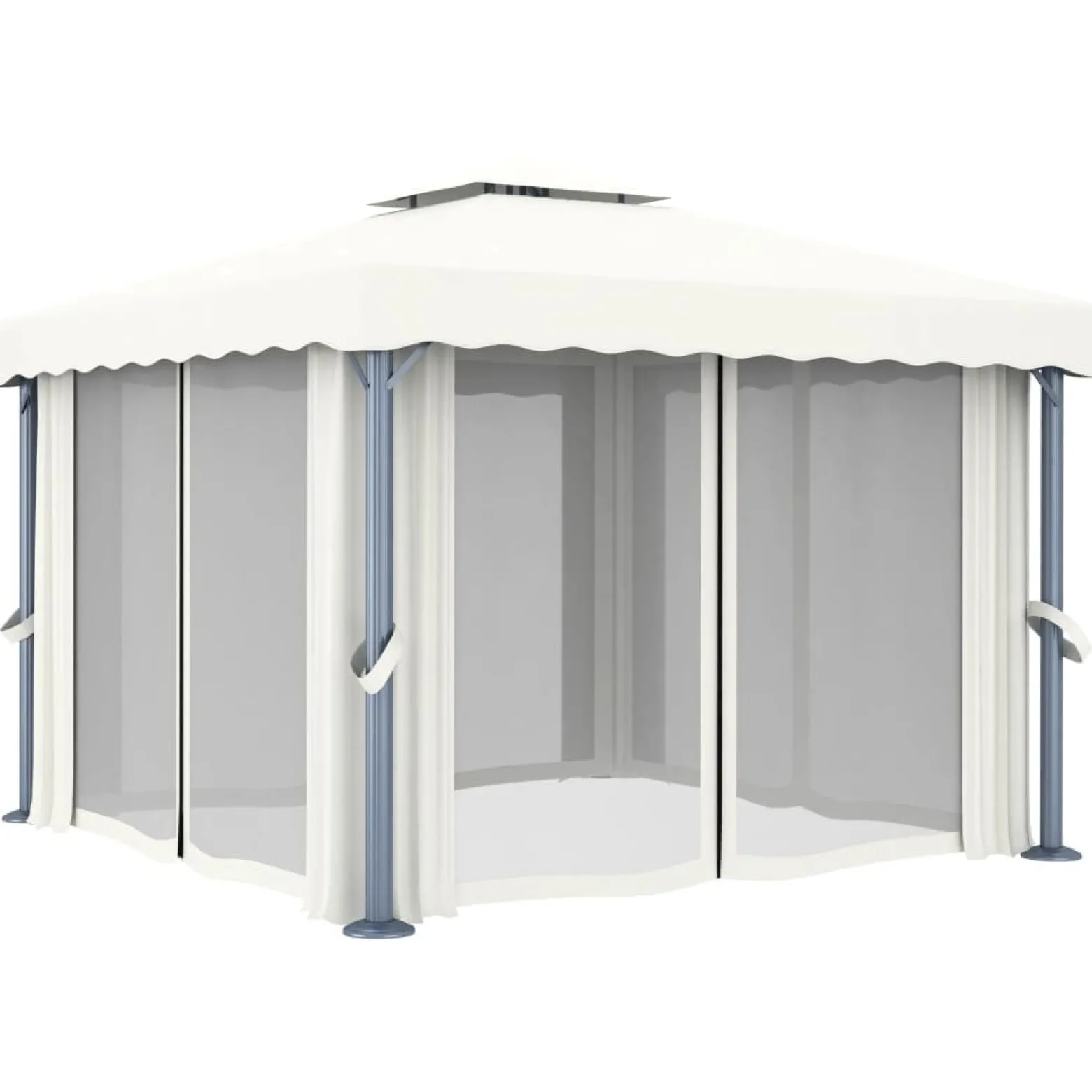 Altana Ogrodowa z Zasłonami Pergola Namiot Ogrodowy Kremowy 3 x 3 m
