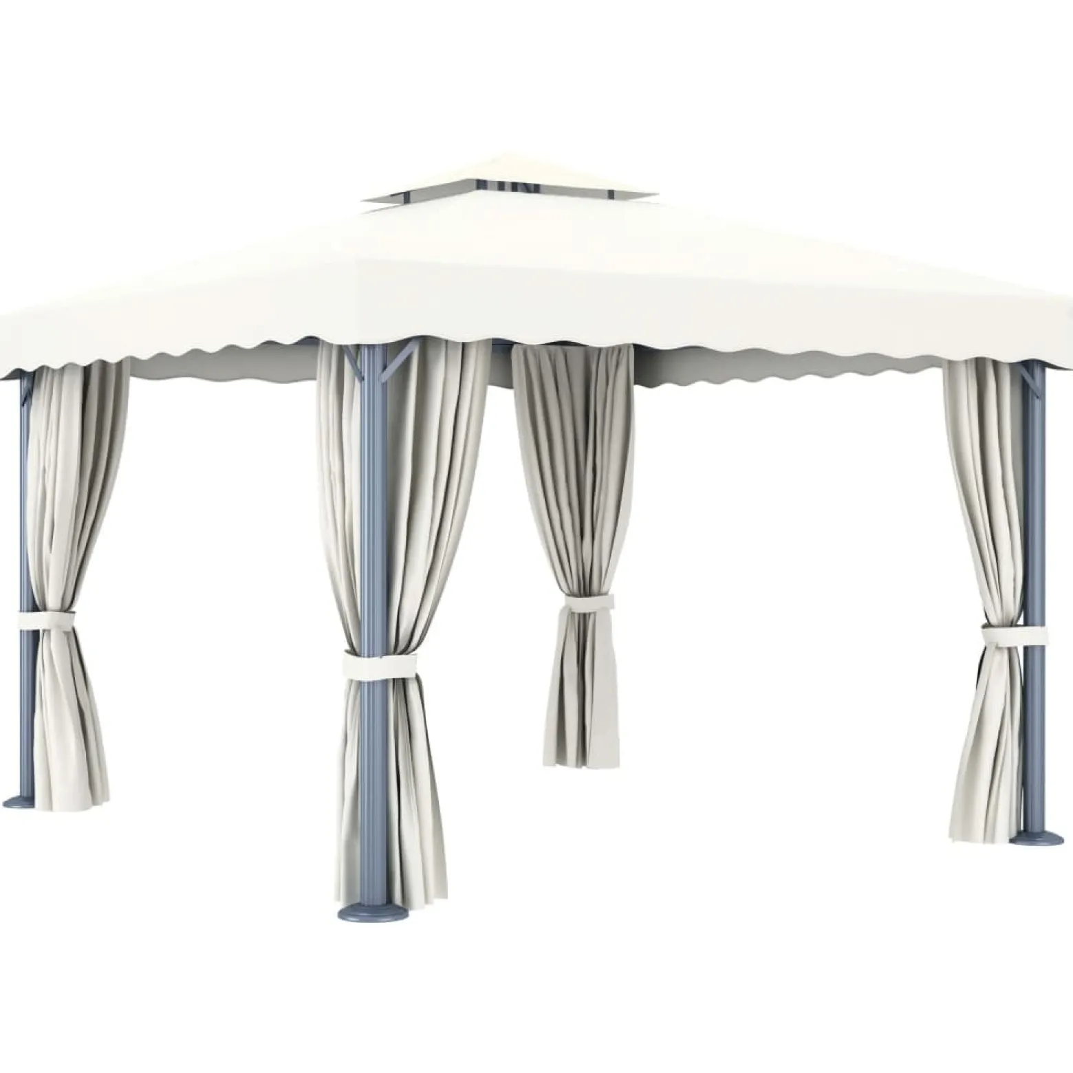 Altana Ogrodowa z Zasłonami Pergola Namiot Ogrodowy Kremowy 3 x 3 m