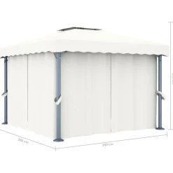 Altana Ogrodowa z Zasłonami Pergola Namiot Ogrodowy Kremowy 3 x 3 m