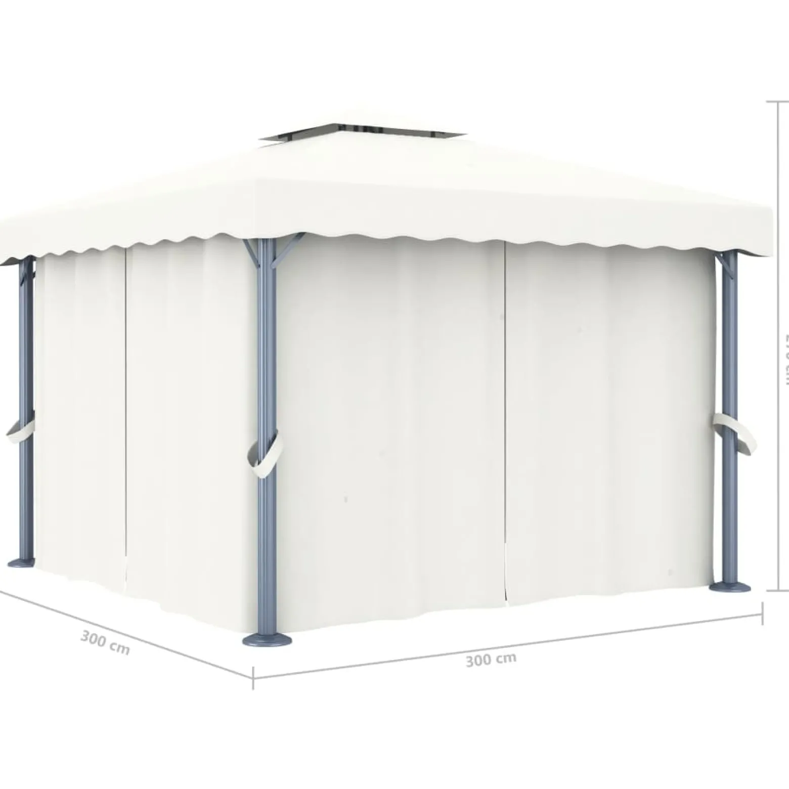 Altana Ogrodowa z Zasłonami Pergola Namiot Ogrodowy Kremowy 3 x 3 m