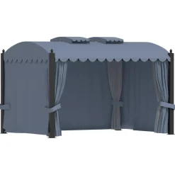 Altana Ogrodowa z Zasłonami Pergola Namiot Ogrodowy Antracyt 3 x 4 m