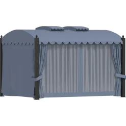 Altana Ogrodowa z Zasłonami Pergola Namiot Ogrodowy Antracyt 3 x 4 m