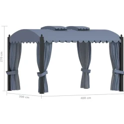 Altana Ogrodowa z Zasłonami Pergola Namiot Ogrodowy Antracyt 3 x 4 m