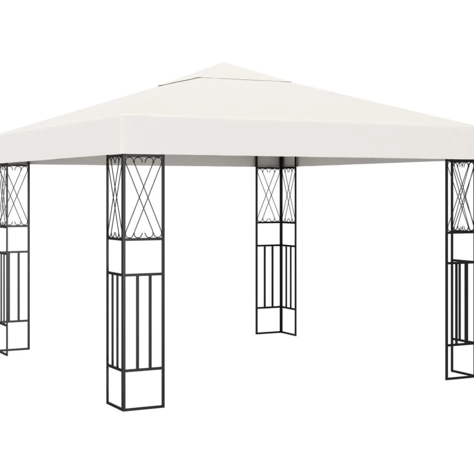 Altana ze sznurem lampek LED, 3x3 m, kremowa tkanina
