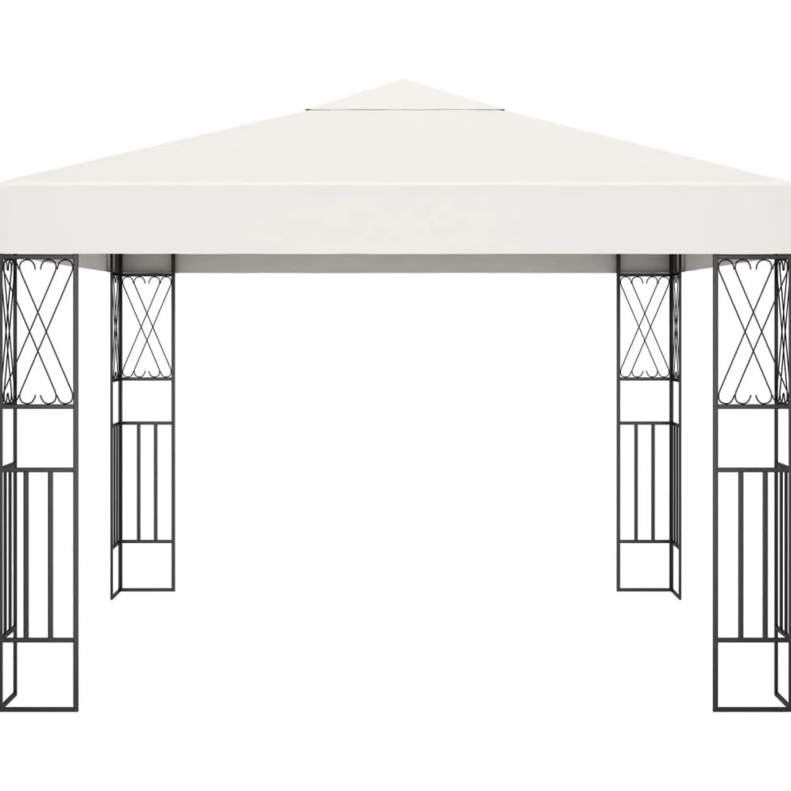 Altana ze sznurem lampek LED, 3x3 m, kremowa tkanina