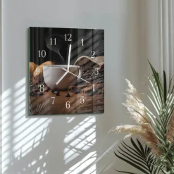 Artystyczny zegar 30x30 Kawa nowoczesny na ścianę