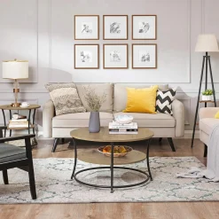 Ława stolik kawowy artisan-czarny z półką styl industrialny loft rustykalny