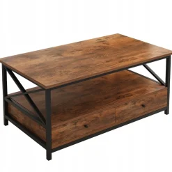 Ława industrialna stolik drewniany kawowy loft szuflady do salonu 100cm
