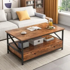 Ława industrialna stolik drewniany kawowy loft szuflady do salonu 100cm