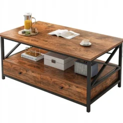 Ława industrialna stolik drewniany kawowy loft szuflady do salonu 100cm