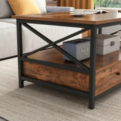 Ława industrialna stolik drewniany kawowy loft szuflady do salonu 100cm