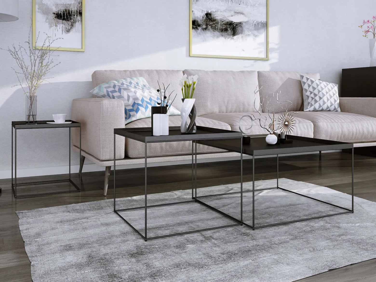Ława Kawowa Druciana Stolik Loft Industrial Czarny