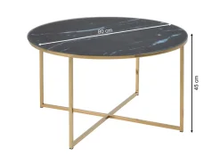Ława okrągła 80 cm Marbela Black ze złotym metalem