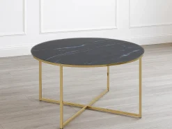 Ława okrągła 80 cm Marbela Black ze złotym metalem