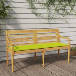 Ławka Batavia z jasnozielony poduszką,150cm, lite drewno tekowe