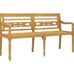 Ławka Batavia z jasnozielony poduszką,150cm, lite drewno tekowe