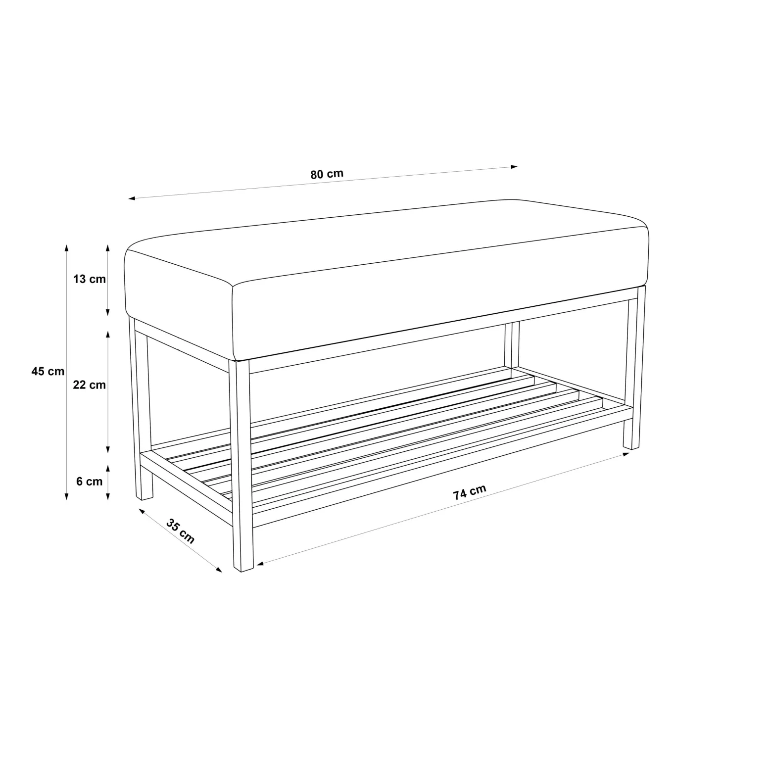 Ławka do przedpokoju Hamilton beżowa białe nogi 80 cm