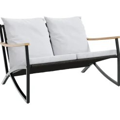 Ławka ogrodowa z poduszkami, 120 cm, czarna, stalowa