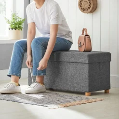 Ławka ze schowkiem do siedzenia 76x40x38 pufa podnóżek LSF16GYZ