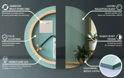 Łazienkowe Lustro LED fi 40 cm - światło neutralne Glamour
