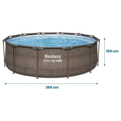 Basen ogrodowy stelażowy Bestway 366x100 cm zestaw 18w1