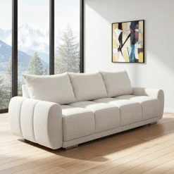 Biała kanapa pikowana z funkcją spania sofa rozkładana wersalka Honey 3