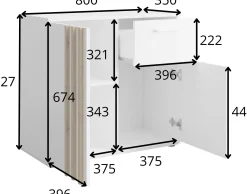 Biała komoda 80 cm do salonu z lamelami TALLY