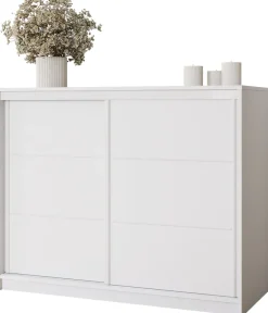Biała komoda przesuwna z szufladami 120 cm VITA