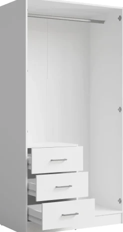 Biała szafa 100 cm do przedpokoju z lustrem KONGO