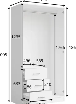 Biała szafa 100 cm do przedpokoju z lustrem KONGO