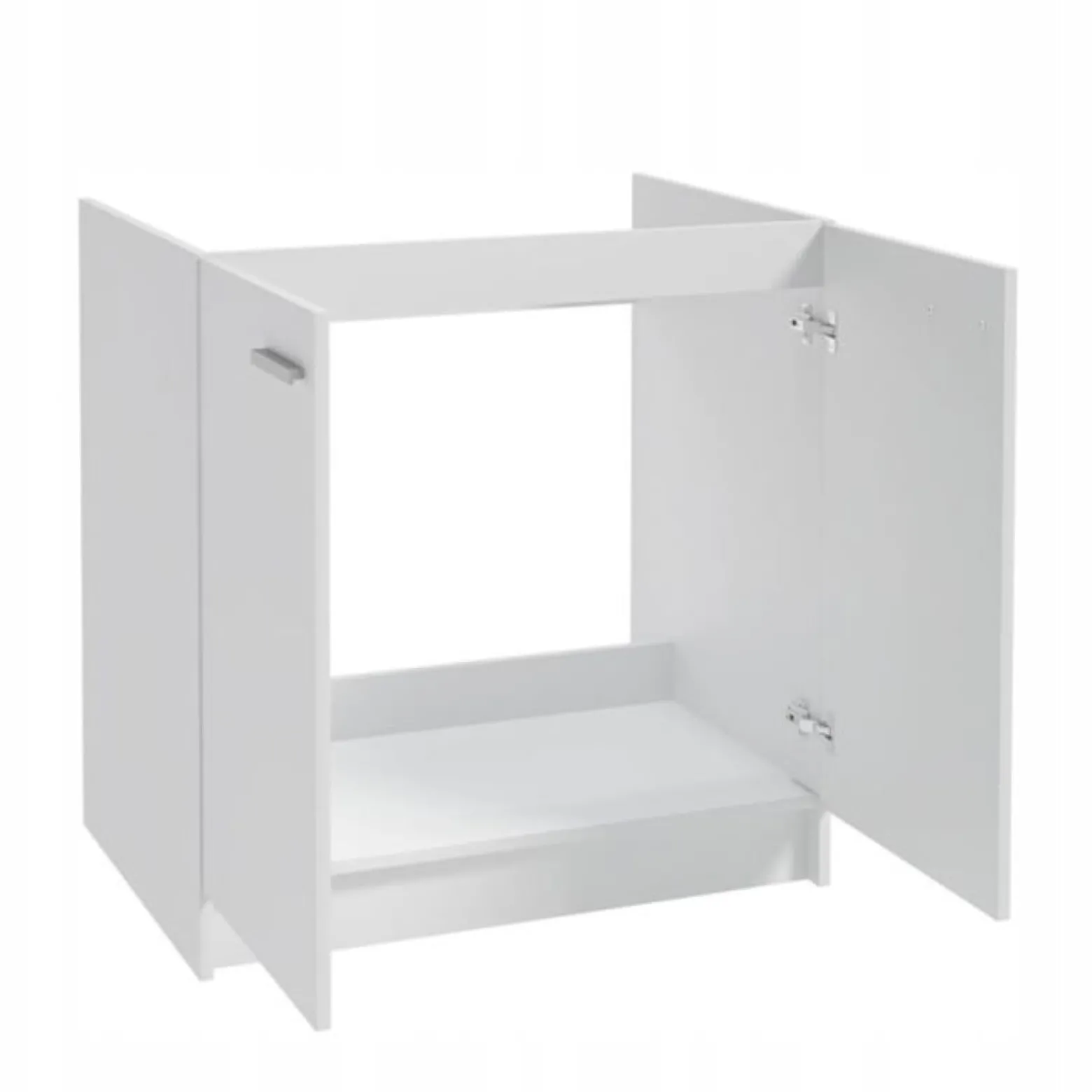 Biała Szafka Kuchenna Zlew 2 Komory 80 x 50cm Bateria Elastyczna Czarna 2w1