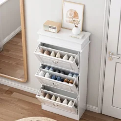 Biała szafka na obuwie nowoczesna loft