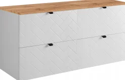 BIAŁA Szafka Pod Umywalkę 120 cm Blat WOTAN Wisząca MADIS