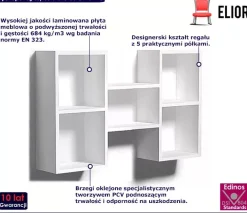 Biały minimalistyczny regał wiszący z półkami - Sareno
