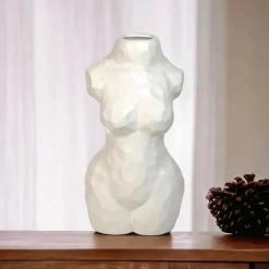 Biały Wazon na Bukiet Dekoracyjny Kobiece Ciało Flakon Kształt Kobiety 30cm