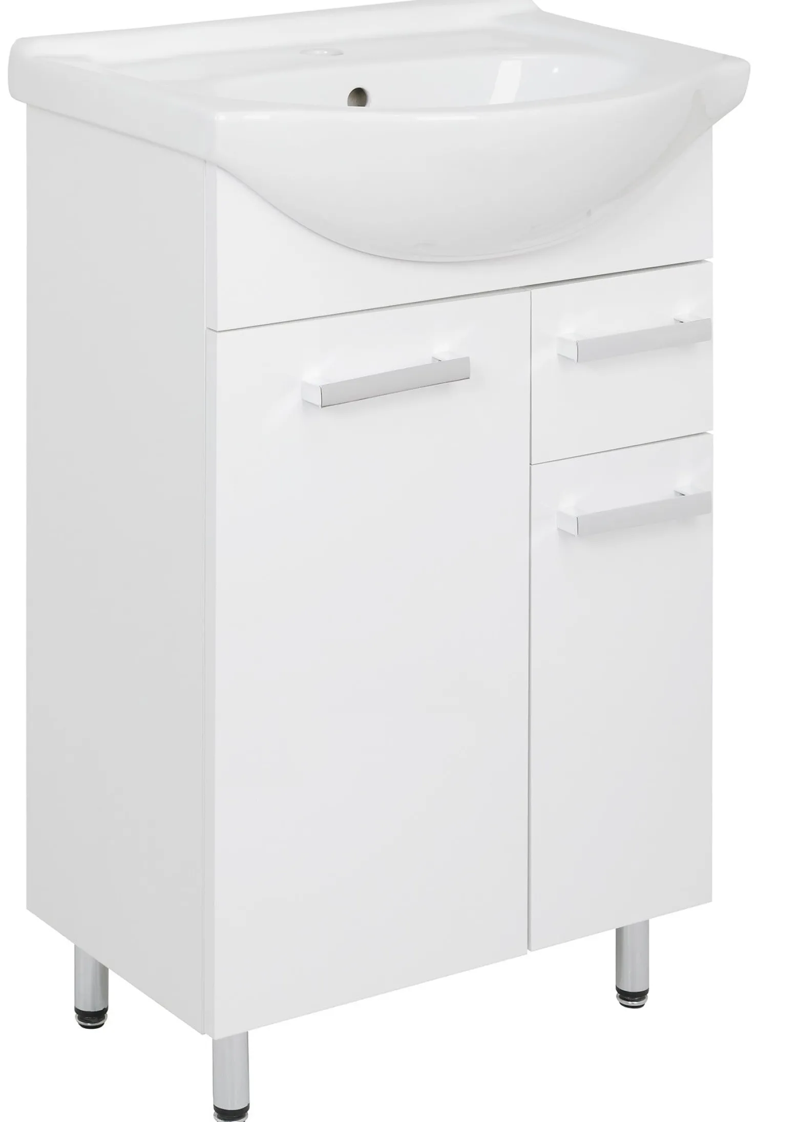 Biały Zestaw do Łazienki Stojący 55cm 6 Elementów