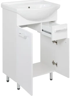 Biały Zestaw do Łazienki Stojący 55cm 6 Elementów Lupo
