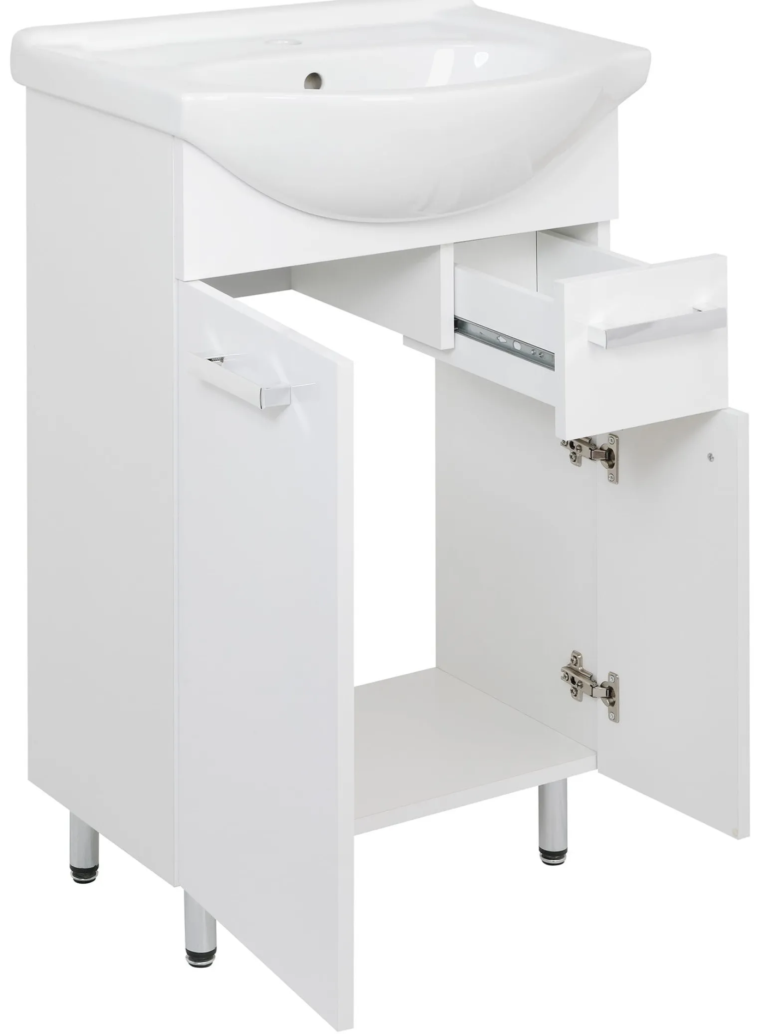 Biały Zestaw do Łazienki Stojący 55cm 6 Elementów Lupo