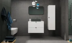 BIAŁY Zestaw Mebli Łazienkowych 4 Elementy RYFLOWANE MADIS