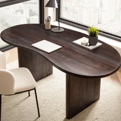 Biurko 180 cm Drewno Akacjowe Retro Biurko do Home Office w Kształcie