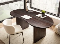 Biurko 180 cm Drewno Akacjowe Retro Biurko do Home Office w Kształcie